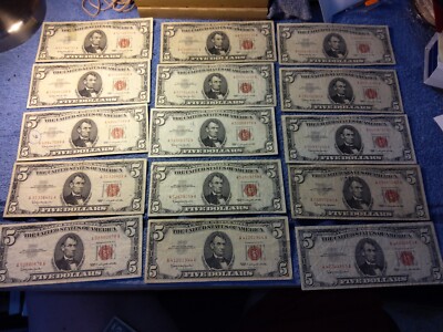 1963  $5  Red Seal Bills. Qty (34) Sale. Disc. On Mult. Bills- READ DESCRIPTION 