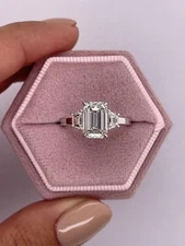 Diamond Ring VVS2 F Emerald Cut CVD 3.50 Ct Lab Created IGI Certified Special