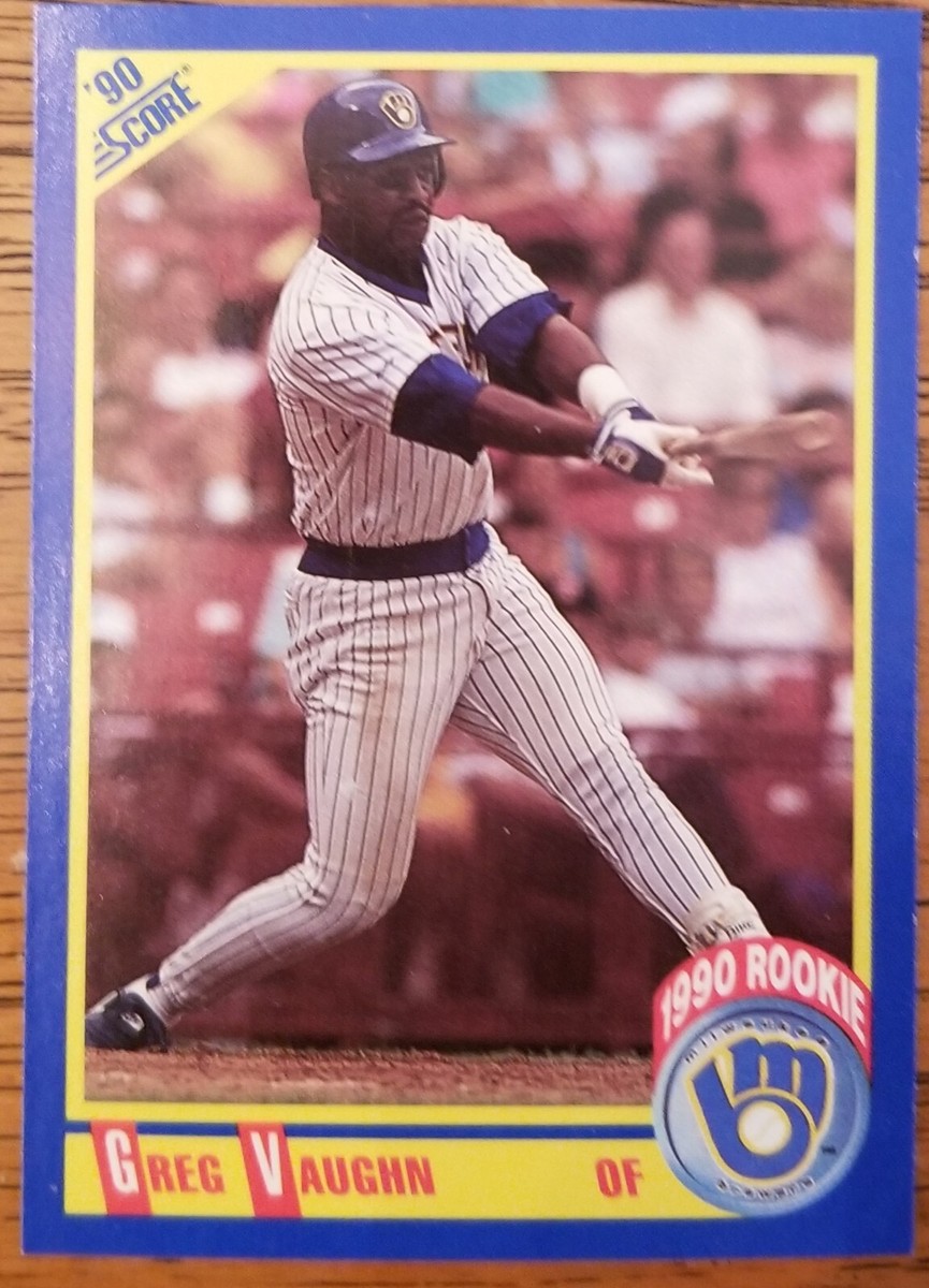 Greg Vaughan Milwaukee Brewers 1990 Score Baseball Card #585 Greg Vaughan Milwaukee Brewers 1990 Score Baseball Card #585