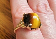 LOVELY ANTIQUE OSTBY BARTON 10K YELLOW GOLD TIGER'S EYE RING SZ 6 OB