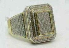 3CT Round Cut LabCreated Diamond Wedding Cluster Men's Ring 14kYellow Gold Plate