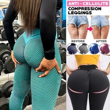 Women Yoga Pants Anti-Cellulite High Waisted Scrunch Push Up Honeycomb Leggings