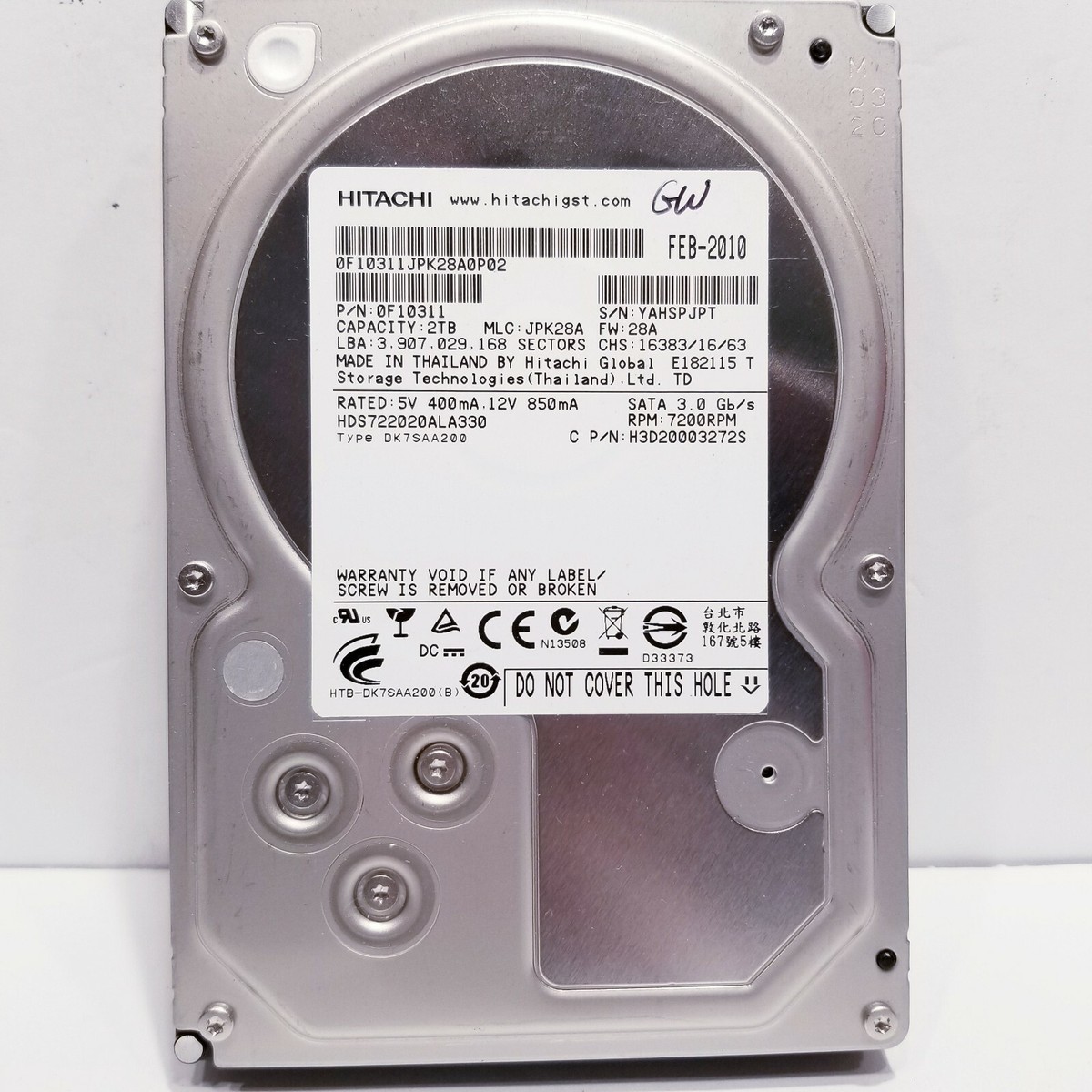 HX] H3D20003272S P/N: 0F10311 MLC: JPK28A FW: 28A, YAH HITACHI