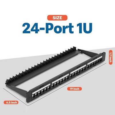 Everest 24 Port Keystone Patch Panel 2-Pack Removable 6-Port Panels Slim Profile