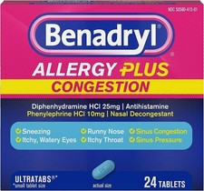 Benadryl Allergy Plus Congestion Ultra Tablets 24 Count Each