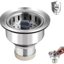 Stainless Steel Kitchen Sink Drain Strainer 3-1/2 Inch Anti-Clogging Deodorizing