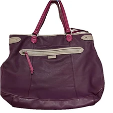 coach sholder bag,straw bag,tote bag, hand bag.purple red.