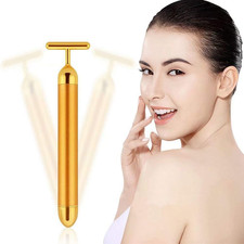 Beauty Bar 24K Gold Skin Care Face Massager Roller, 2 in 1 Electric 3D Roller an