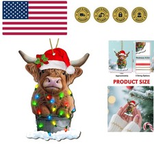 Charming Highland Cow Christmas Tree Ornament - Unique Rustic Hanging Decor