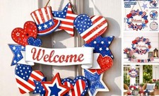 Wooden 4th of July Decorations Patriotic Wreaths for Front Door Pat1