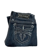 Rock Revival Dark Blue Deborah Boot Cut Low Rise Jeans Women's Size 31