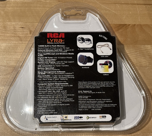 Reproductor de audio digital personal RCA Lyra RD1080 128 MB púrpura 2003 ¡SELLADO nuevo! - Imagen 3 de 18