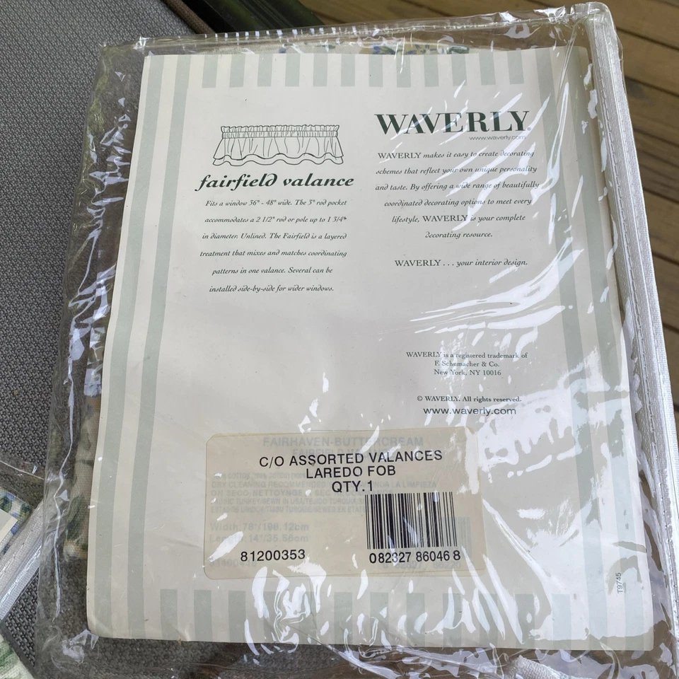 НОВЫЙ НЕРАСПАКОВАННЫЙ ВАЛАНС WAVERLY СИНИЙ ЖЕЛТЫЙ ЦВЕТОЧНЫЙ ЗЕЛЕНЫЙ КЛЕТЧАТЫЙ ЗУБЧАТЫЙ 36 дюймов x 48 дюймов - Изображение 4 из 4