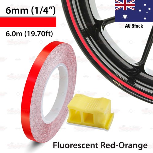 AutoXpress Motors Fluorescent Orange 1/4″ Pin Stripe Wheel Rim Tape – 19.7ft – Self-Adhesive Vinyl