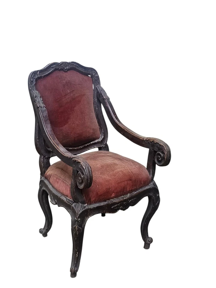 Antica Poltrona Luigi XV Italia Piemontese in Legno di Noce - Epoca Settecento - Immagine 3 di 4