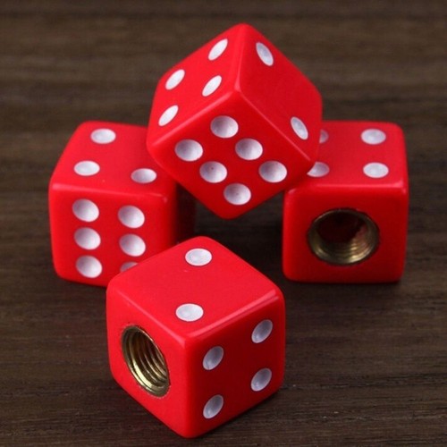 4PCS Red Dice Car Bicycle Wheel Tire Air Valve Stem Caps Dust Covers Accessories - Picture 2 of 12