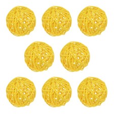 8-Pack Wicker Rattan Balls 2.4 Inch for Christmas/Weddings/DIY [Yellow]