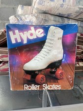 Vintage Hyde White Ladies Skates Roller Skate Original Box/Case PACER wheels 8