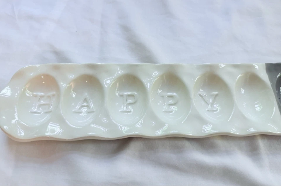 Mud Pie Easter "Happy Always" Skinny Egg Tray 2.75" x 22" Fork 6" 40700468 - Image 2 of 4