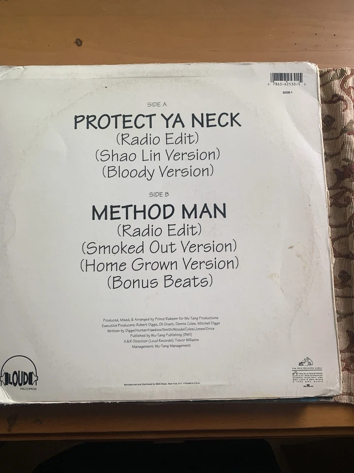 Wu-Tang Clan Protect Your Neck /Method Man 12” Vinyl Single Used 1993 - Image 2 of 3