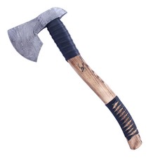 TheBoneEdge 18" Handmade Damascus Steel Axe Ash Wood Handle w/Sheath