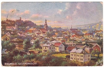Bielefeld Germany Cityscape View Oilette Vintage Tuck's Postcard Posted 1908