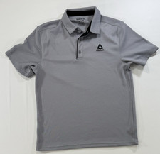 Reebok Performance Polo Shirt Gray Men's Size Med Short Sleeve Shirt Golf logo