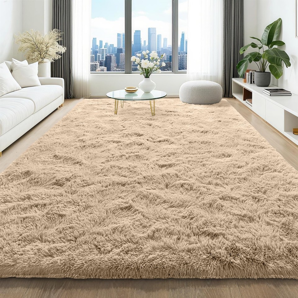 Fluffy Rugs Large Shaggy Rug Bedroom Living Room Anti Slip Soft Carpet ...