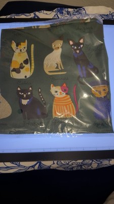 Square Scarf Cat 27.5 Inches Neck Silky Cartoon Cat Breeds Print Head Wrap blue