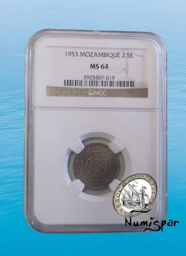 PORTUGUESE MOZAMBIQUE 2,5 ESCUDOS 1953 NGC MS 64 KM 78 #C23#