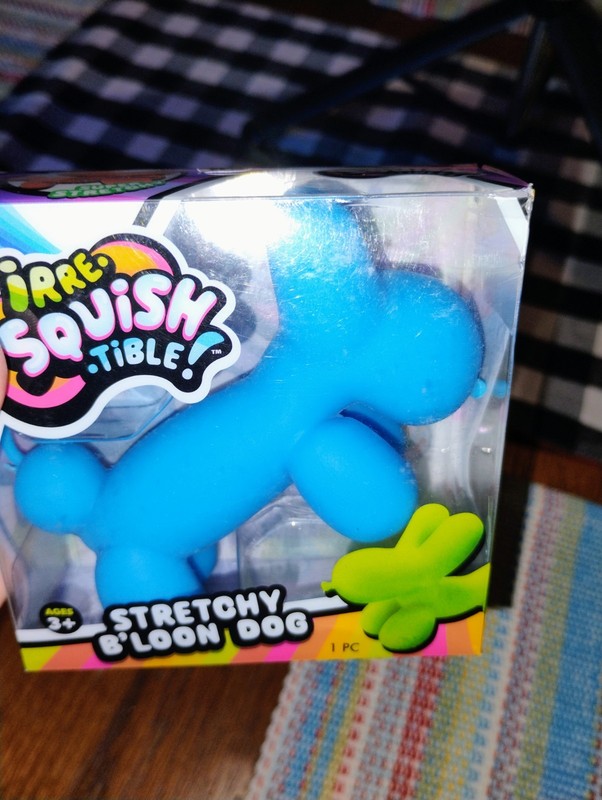 BLUE Balloon Dog Squishy Stretchy B'loon Ja-Ru Squeeze Fidget Toy Crunchy Sound