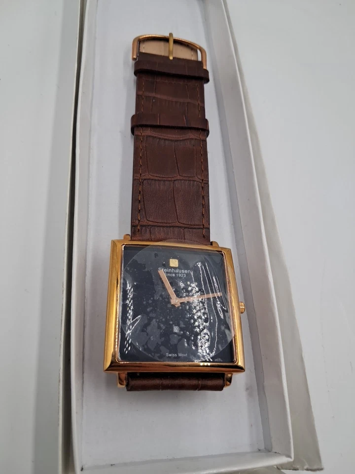 Reloj de cuarzo suizo Steinhausen Artiste esfera azul marino correa marrón para dama -NUEVO CAJA ABIERTA Foto 2 de 4