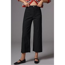 Maeve by Anthropologie The Colette Wide Leg Cropped Pants Black Size 29P