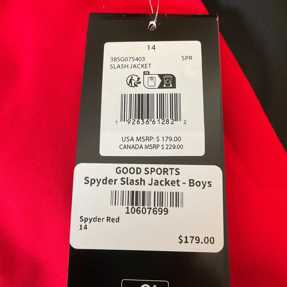 Spyder Slash Jacket Boys Size 14 Red Black Pockets Zip Coat Hooded - Image 4 of 4