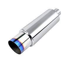 Exhaust Muffler,Stainless Steel Exhaust Tip,Universal 2.5 Intlet 4 outlet blue