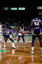 Dee Brown Boston Celtics looks to pass v Larry Drew Los Angeles La- Old Photo