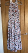 Image of Quiz Orange and Blue Floral Long Summer Dress Brand New Size 8 BNWT