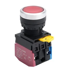 22mm Latching Push Button Switch Metal Head Plastic Body 110V AC/DC Led 1NO 1...