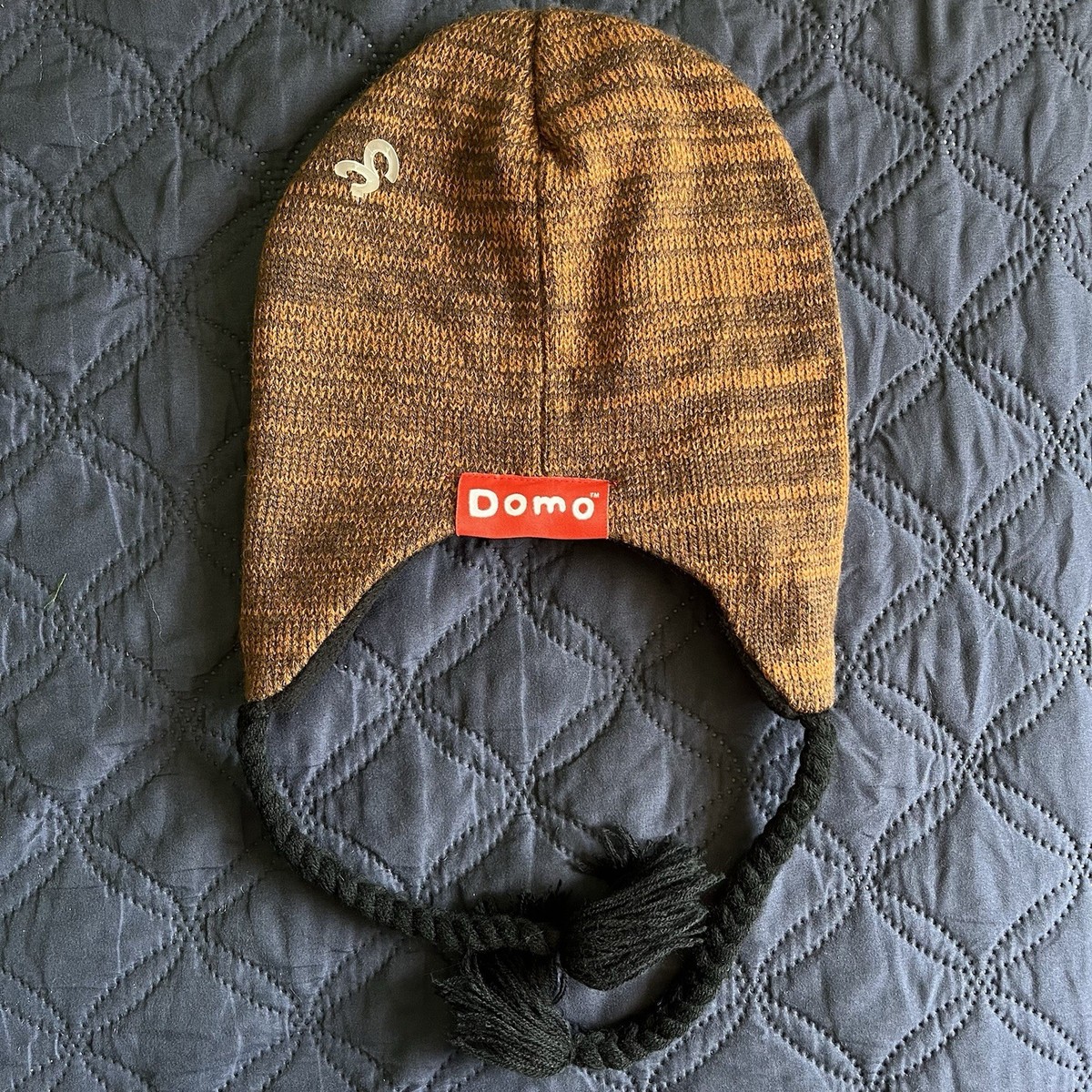 Y2K Vintage Brown Domo Earflap Knit Beanie with Face Detail DOMO Kun Cartoon Y2K Soft Ushanka/Trapper Hat Beanie Brown  main image 4