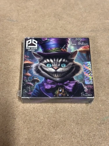 Pan Silver 5 Gram .999 Fine Silver Bar Cheshire Cat, 2 Unopened Available