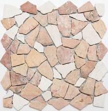 Mosaik Fliese Marmor Naturstein beige rot Bruch Ciot Rosso 44-30-130_f 10 Matten
