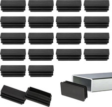 20 Pack 1" X 2" Rectangle End Caps Tubing End Caps Black Plastic Plug Rectangle