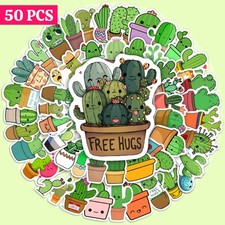 Cartoon Kawaii Cactus Stickers Green Plants Waterproof PVC for DIY Diary Laptop