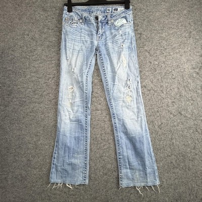 Miss Me Jeans Womens 29x32 Light Wash Low Rise Sunny Boot Distressed Denim