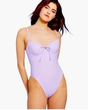 Women's Shirred Detail Underwire High Leg Extra Cheeky One Piece Swimsuit S 4-6