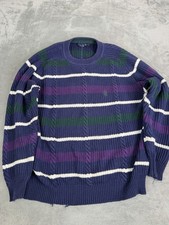 Vintage Nautica Striped Knit Pullover Sweater Men  s Size XL Purple
