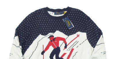 Ralph Lauren RL Downhill Ski セーター Polo Polo Ralph Lauren Men's Navy Multi Downhill Skier Cotton Pullover