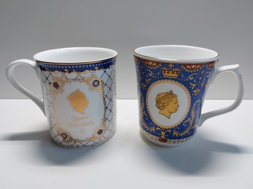 Ringtons Fine Bone Tassen Gedenktassen Queen Elizabeth II 2er Set   - Bild 1 von 5