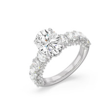 5 Carat Oval Cut Lab Created Diamond Ring IGI Certified 14k White Gold E F VS