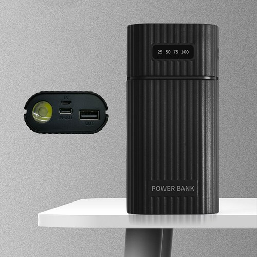 DIY Power Bank Kit Box Case 18650/21700 Ladegerät Adapter (Schwarz H02B